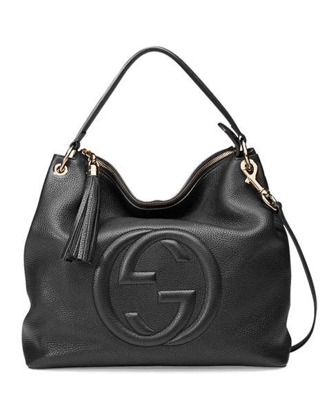 black gucci handbag leather|gucci bags black soft leather.